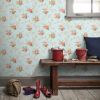 Tudor Rose Blue & Pink Wallpaper