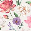 White Pink Orange Floral Wallpaper