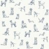Sketched Dogs Cream & Blue Wallpaper