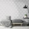Metallic Trellis Wallpaper Silver