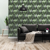 Woven Leaves Wallpaper Green Silver