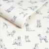 Sketched Dogs Cream & Blue Wallpaper