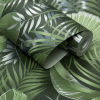Woven Leaves Wallpaper Green Silver