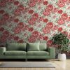 Fayre Floral Red Cream Wallpaper