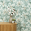 Aurora Floral Wallpaper Turquoise Green
