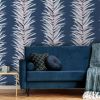 Dhara Large Leaf Navy Metallic Wallpaper