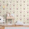 Chelsea Garden Rose Bush Wallpaper Pink Cream Blue