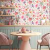 White Pink Orange Floral Wallpaper