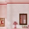 Cath Kidston Rose Ticking Stripe Pink Wallpaper
