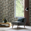 Modern Floral Wallpaper Black Gold