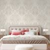 Bow Damask Taupe Wallpaper