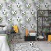 Football Frenzy Grey Green Wallpaper