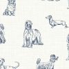 Sketched Dogs Cream & Blue Wallpaper