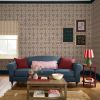 Joules Garden Floral Grid Red & Blue Wallpaper