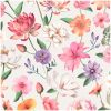 White Pink Orange Floral Wallpaper