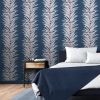 Dhara Large Leaf Navy Metallic Wallpaper