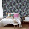Black Purple Leaf Floral Wallpaper
