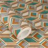 Ikat Green Orange Geometric Wallpaper