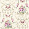 Chelsea Garden Rose Bush Wallpaper Pink Cream Blue