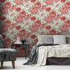 Fayre Floral Red Cream Wallpaper