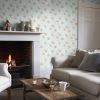 Tudor Rose Blue & Pink Wallpaper