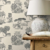 Jungle Toile De Jouy Wallpaper Mono
