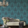 Blue & Black Baroque Wallpaper