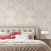 Bow Damask Taupe Wallpaper