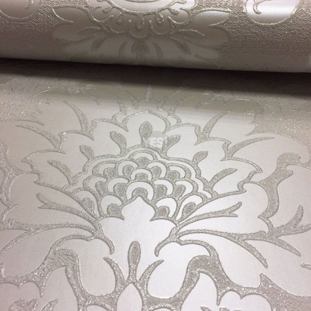 Quartz Damask Wallpaper Gold Silver Rose Gold Metallic Glitter Sparkle
