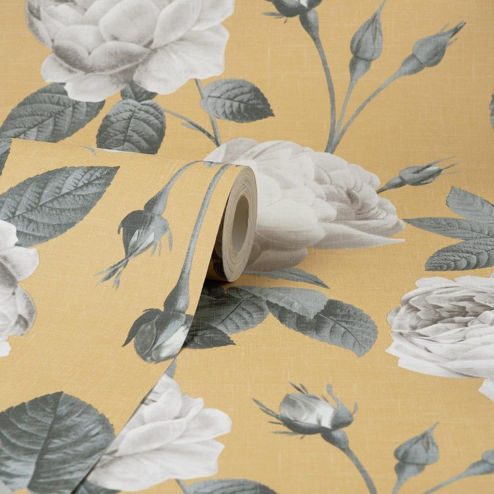 Crown Eden Floral Wallpaper Pink, Yellow or Sage Green