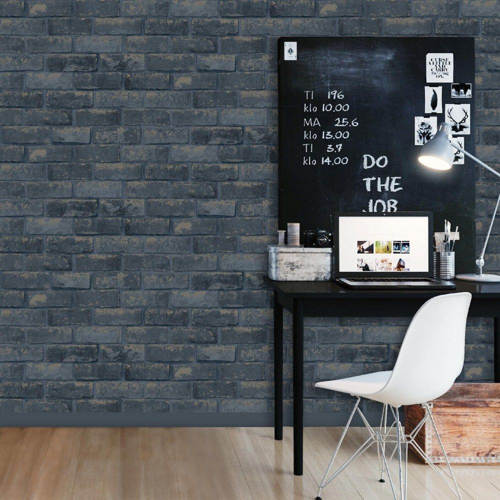 Navy Brick Wallpaper Wallpaper Shop