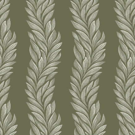 Laura Ashley Coulderton Leaves Wallpaper Olive Green