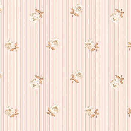 Rose Spaced Stripe Wallpaper