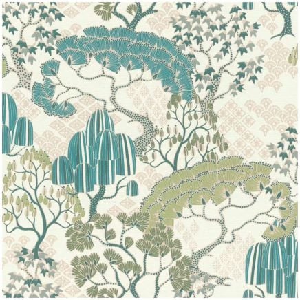 Chiaki Pastel Bonsai Dreams Wallpaper Teal