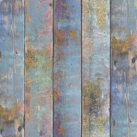 Multicoloured Wood Effect Wallpaper
