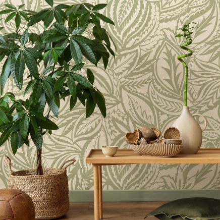 Paisley Leaf Wallpaper Sage