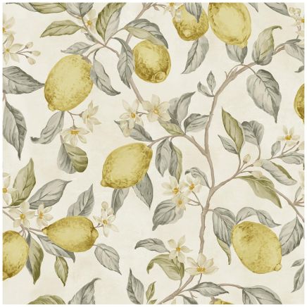 Amalfi Lemons Wallpaper Cream Yellow