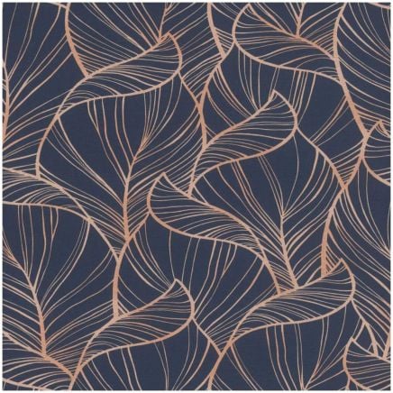 Rhapsody Navy Blue Leaves Paste The Wall Wallpaper