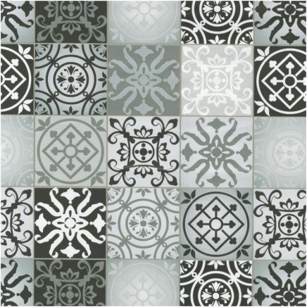 Fablon Sticky Back Plastic Black & White Mosaic Tiles