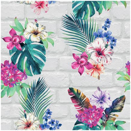 Camden Brick Floral Wallpaper Multicoloured