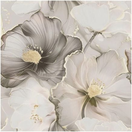 Bliss Floral Wallpaper Grey & Gold