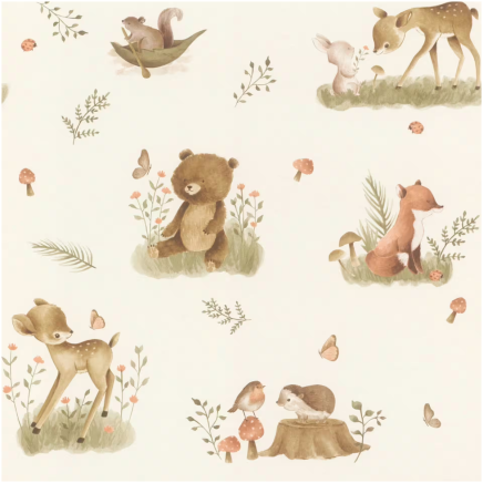 Beige/Brown Animals & Forest Wallpaper