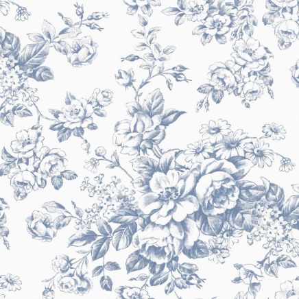 Toile Delight Wallpaper Cornflower Blue