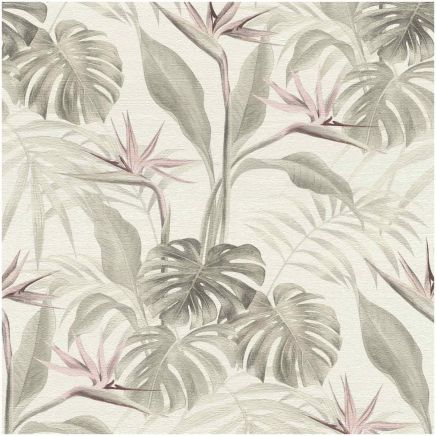 White Grey Pink Tropical Wallpaper