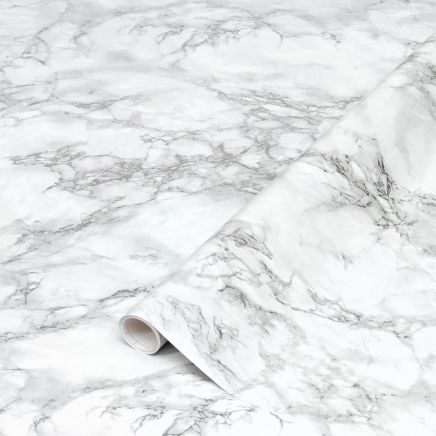 Sticky Back Plastic Vinyl White Silver Marble