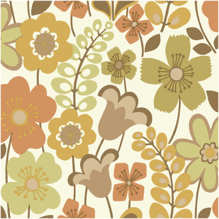 Retro Floral Wallpaper Brown Multi