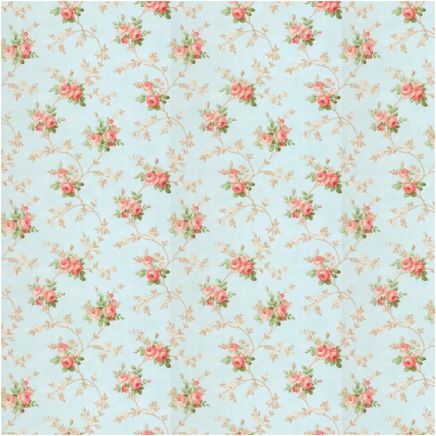 Tudor Rose Blue & Pink Wallpaper