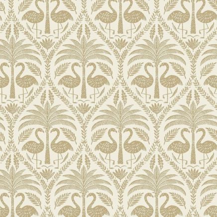 Flamingo Block Print Beige Gold