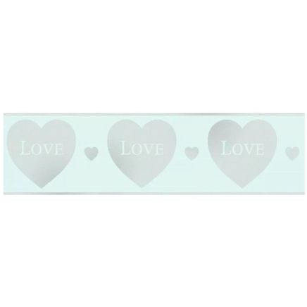 Glitter Hearts Mint Green Wallpaper Border