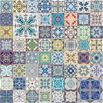 Fablon Sticky Back Plastic Liana Tiles Multicoloured
